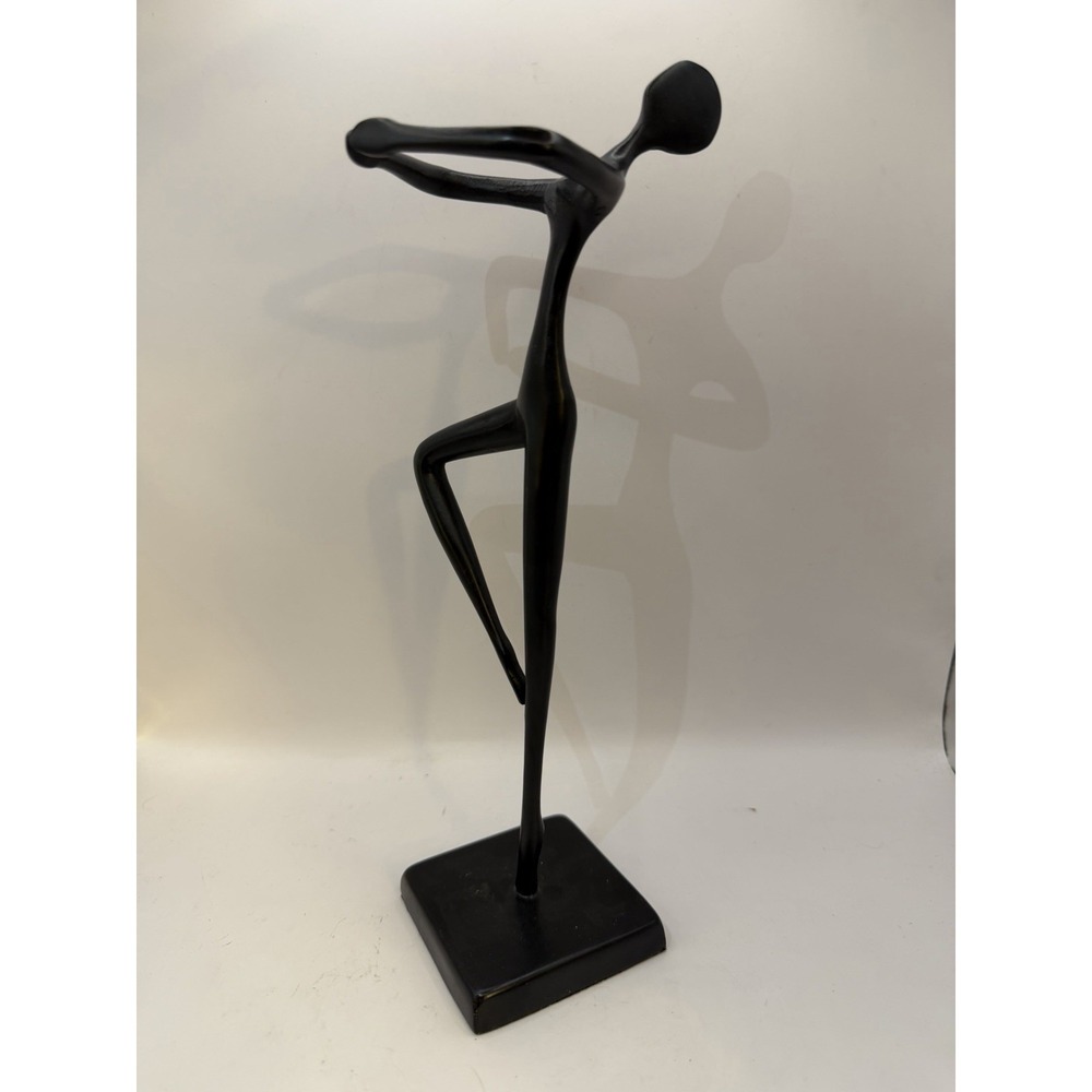 Modern Abstract‎ Yoga Pose Black Metal Sculpture Figurine 10" Tall